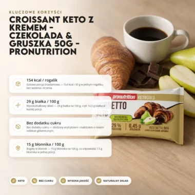 Croissant Keto z Kremem - Czekolada & Gruszka 50g - Pronutrition