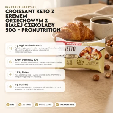 Croissant Keto z Kremem Orzechowym z Białej Czekolady 50g - Pronutrition
