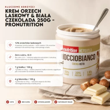 Krem Orzech Laskowy & Biała Czekolada 250g - Pronutrition