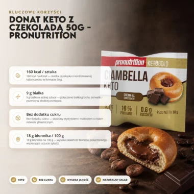 Donat Keto z Czekoladą 50g - Pronutrition