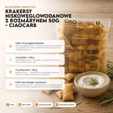 Krakersy Niskowęglowodanowe z Rozmarynem 50g - CiaoCarb