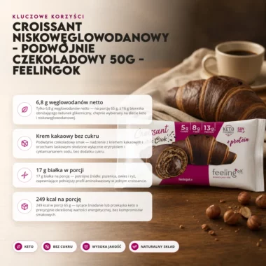 Croissant Niskowęglowodanowy - Podwójnie Czekoladowy 50g - FeelingOK