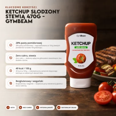 Ketchup Słodzony Stewią 470g - GymBeam