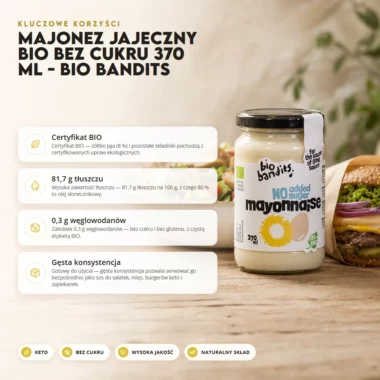Majonez jajeczny BIO Bez Cukru 370 ml - BIO BANDITS