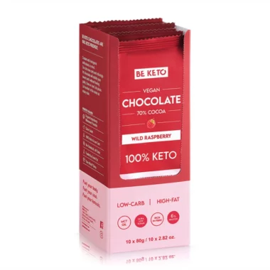 Czekolada Keto Wegańska z Olejem MCT - Dzika Malina Zestaw 10 x 80g - BeKeto
