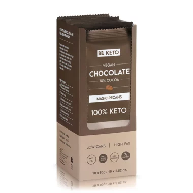 Czekolada Keto Wegańska z Olejem MCT - Orzech Pekan Zestaw 10 x 80g - BeKeto