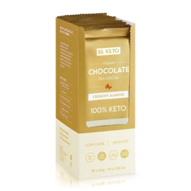 Czekolada Keto Wegańska z Olejem MCT - Chrupiący Migdał Zestaw 10 x 80g - BeKeto