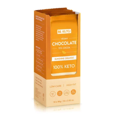 Czekolada Keto Wegańska z Olejem MCT - Słoneczna Pomarańcza Zestaw 10 x 80g - BeKeto
