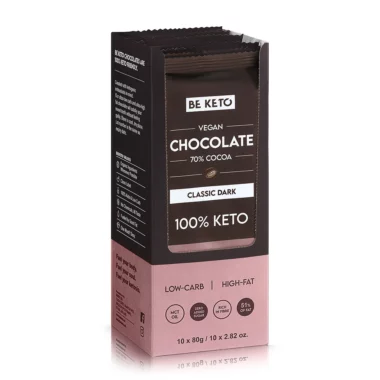 Czekolada Keto Wegańska z Olejem MCT - Ciemna Klasyczna Zestaw 10 x 80g - Beketo